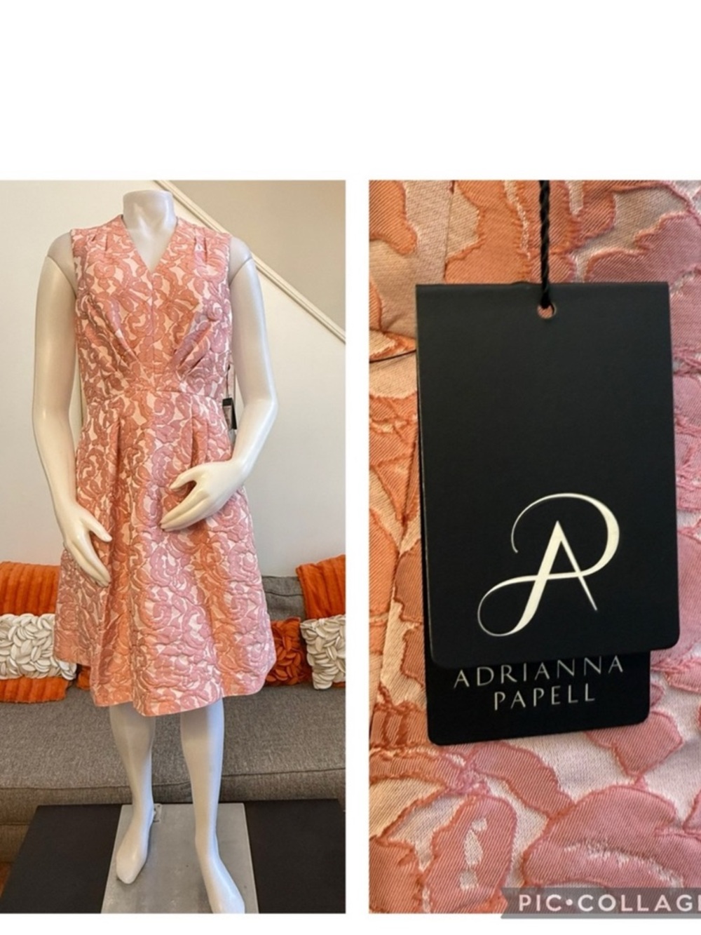 ❣️🆕 Adrianna Papell Jacquard Fit and Flare Petal Pink Cocktail Dress❣️
